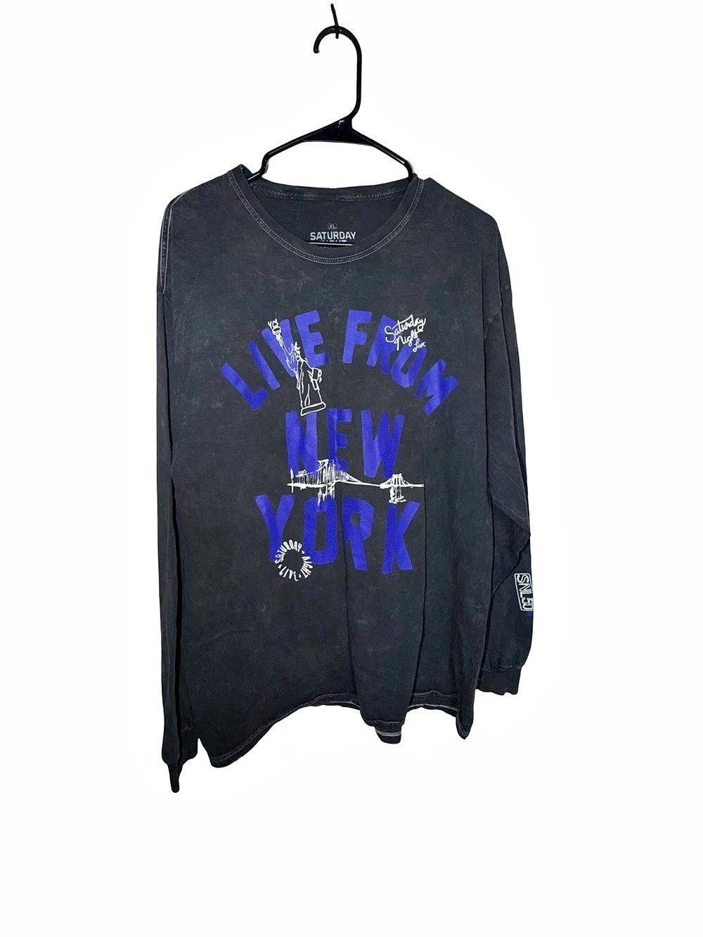 Saturday Night Live From New York Graphic Long Sleeve Shirt in Black